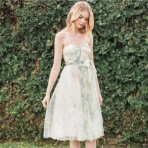 Jenny Yoo Strapless Tulle Dress Abstract Tie Die Printed Size 4 Wedding Guest